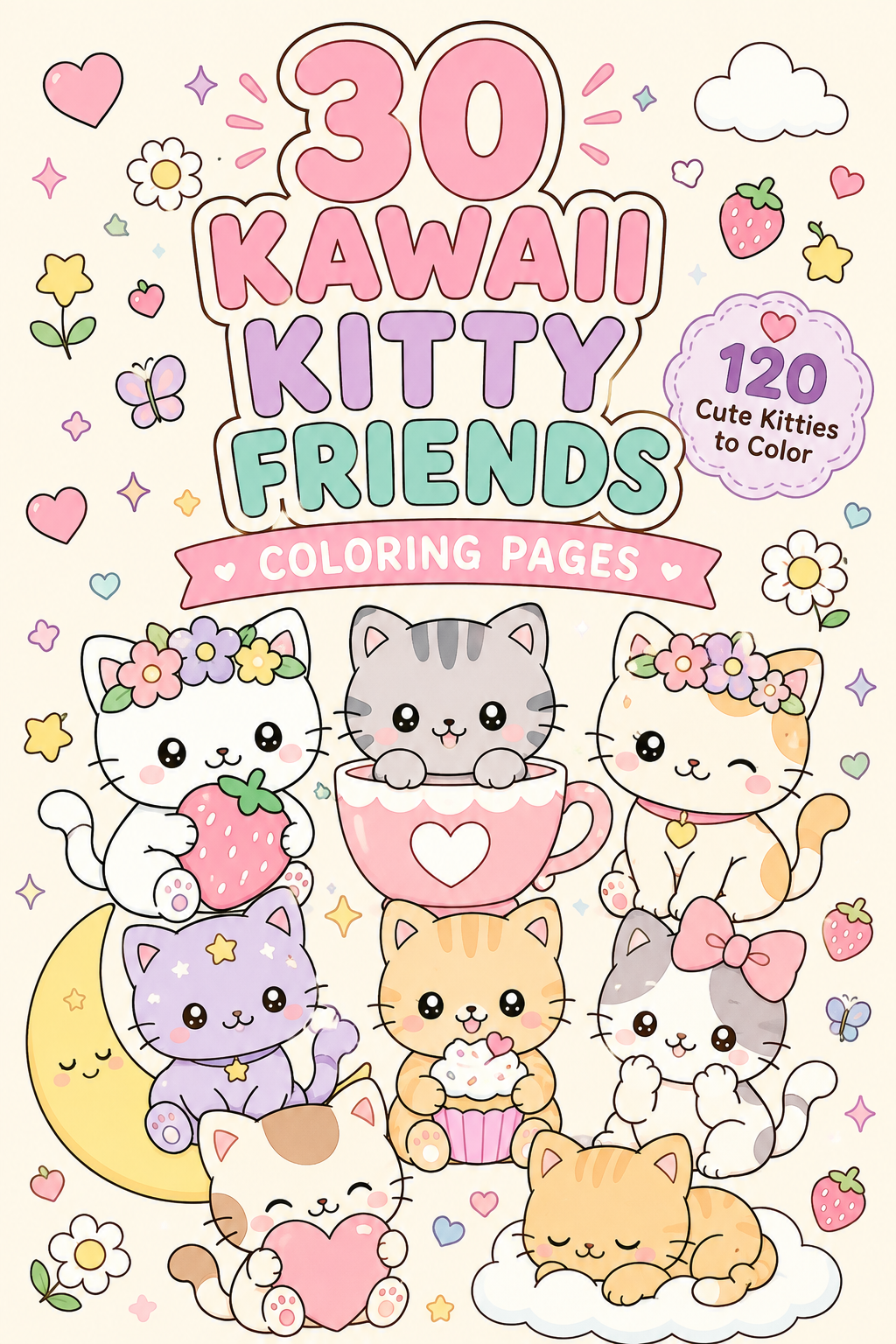 30 Kawaii Kitty Friends Coloring Pages – Cute & Easy Printable PDF 🐱💕