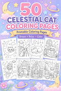 50 Celestial Cat Coloring Pages – Cute & Cozy Printable PDF